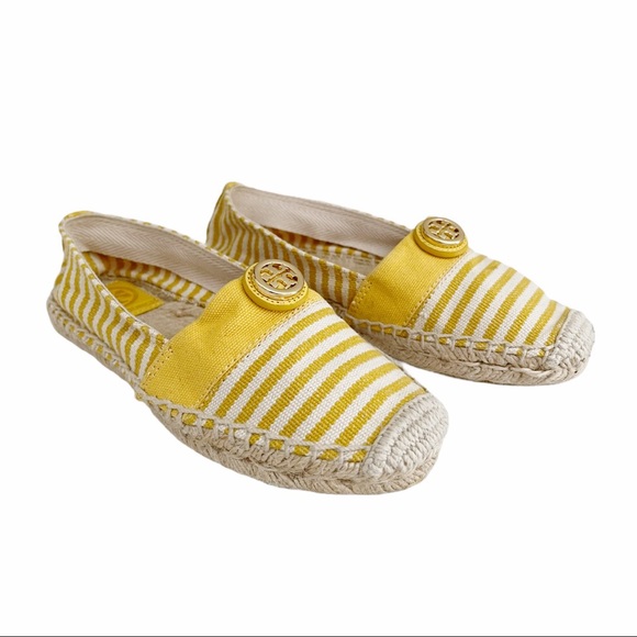 Tory Burch Yellow Striped Espadrilles 5